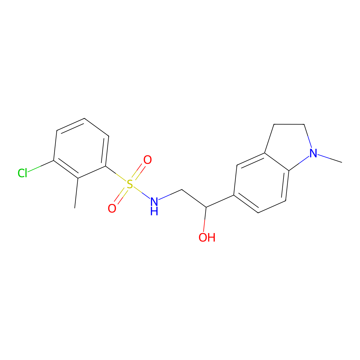3-chloro-N-(2-hydroxy-2-(1-methylindolin-5-yl)ethyl)-2-methylbenzenesulfonamide molecular structure, CAS 1705037-96-2