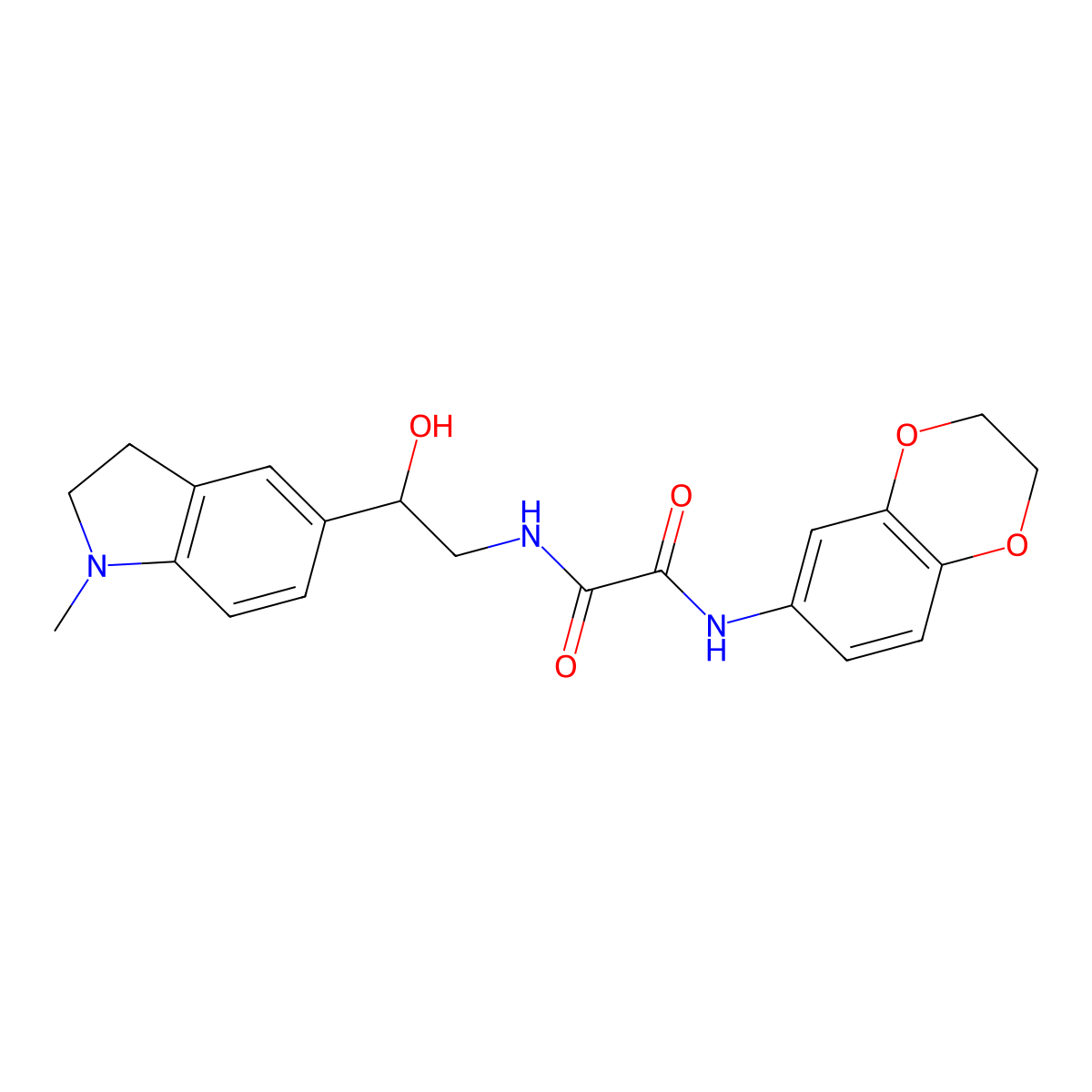 N1-(2,3-dihydrobenzo[b][1,4]dioxin-6-yl)-N2-(2-hydroxy-2-(1-methylindolin-5-yl)ethyl)oxalamide molecular structure, CAS 1705039-04-8
