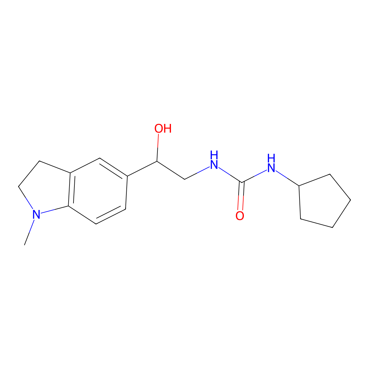1-Cyclopentyl-3-(2-hydroxy-2-(1-methylindolin-5-yl)ethyl)urea molecular structure, CAS 1705039-16-2