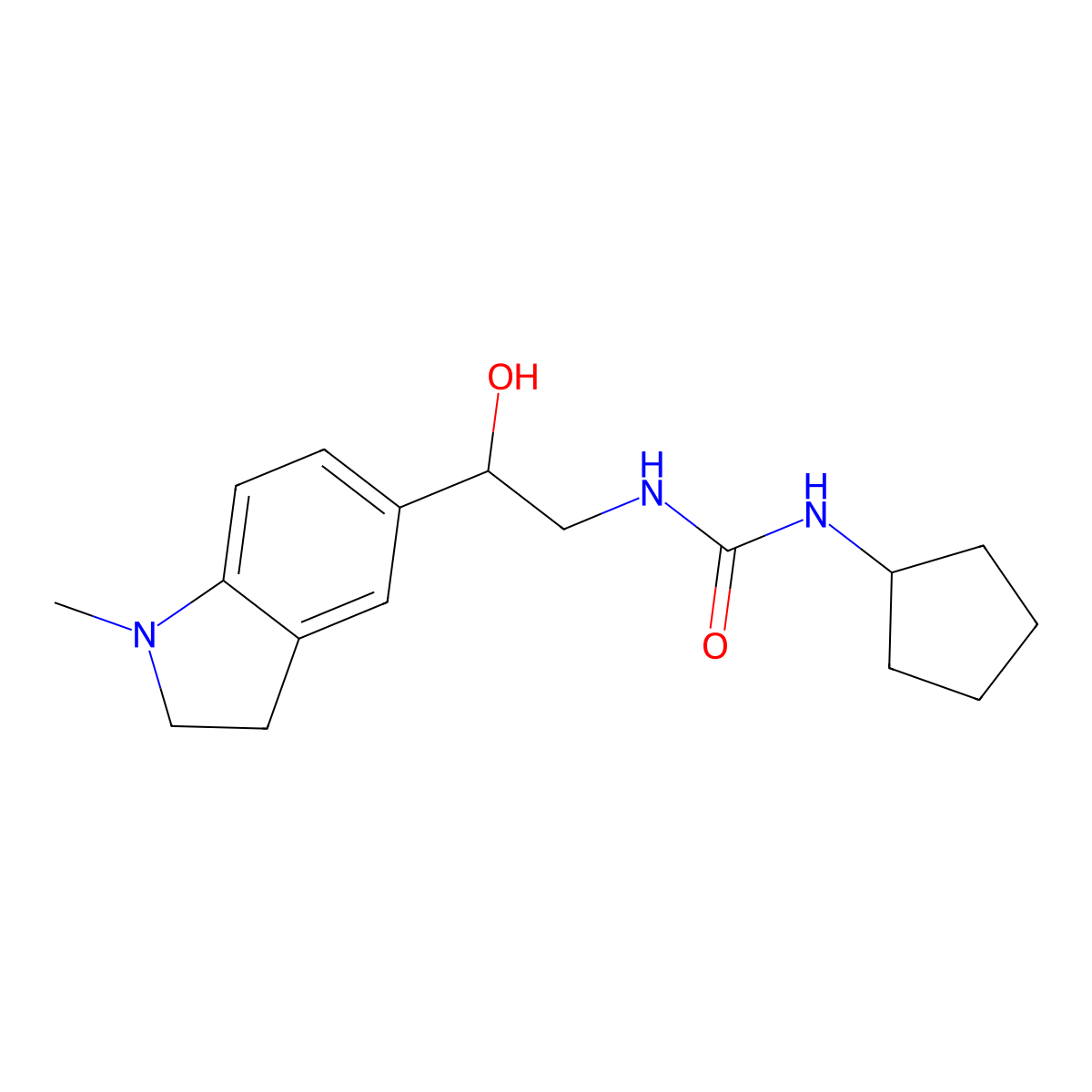 1-Cyclopentyl-3-(2-hydroxy-2-(1-methylindolin-5-yl)ethyl)urea molecular structure, CAS 1705039-16-2