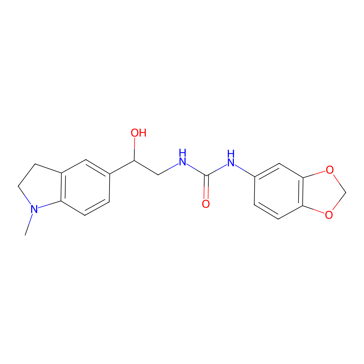 1-(Benzo[d][1,3]dioxol-5-yl)-3-(2-hydroxy-2-(1-methylindolin-5-yl)ethyl)urea molecular structure, CAS 1705039-29-7