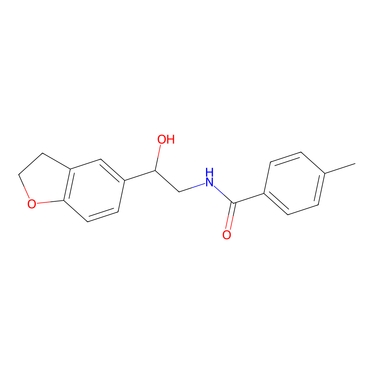 N-[2-(2,3-dihydro-1-benzofuran-5-yl)-2-hydroxyethyl]-4-methylbenzamide molecular structure, CAS 1705039-38-8