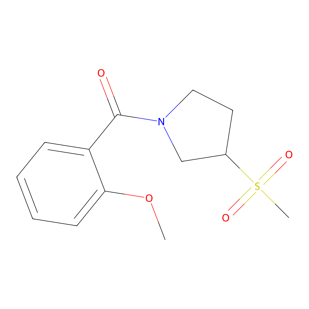 (2-Methoxyphenyl)(3-(methylsulfonyl)pyrrolidin-1-yl)methanone molecular structure, CAS 1705043-06-6
