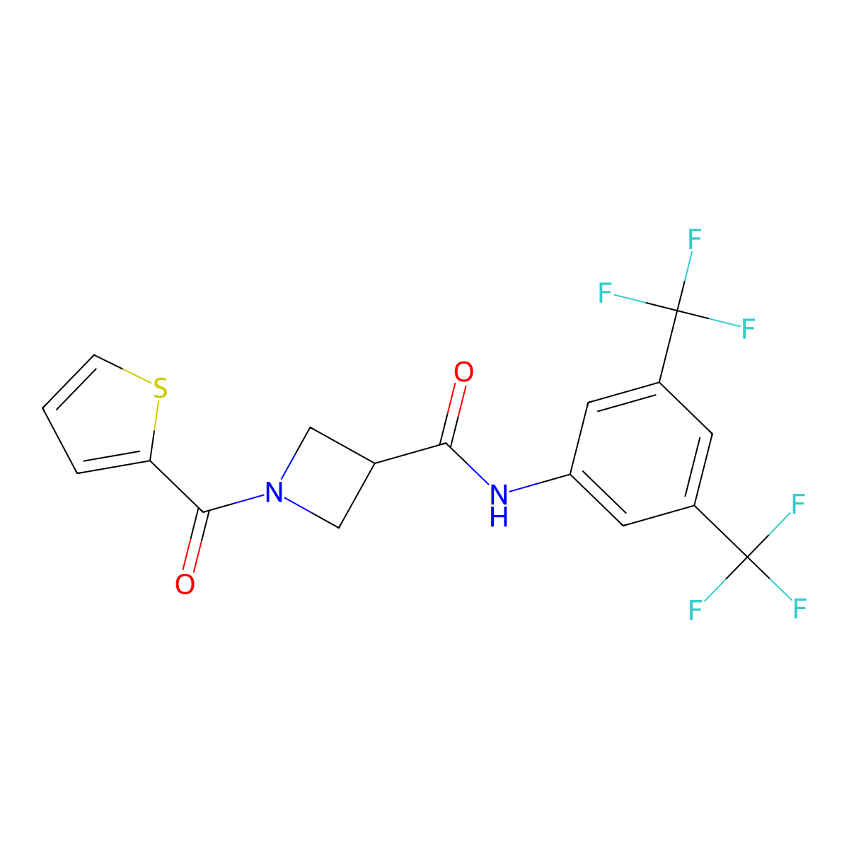 N-[3,5-bis(trifluoromethyl)phenyl]-1-(thiophene-2-carbonyl)azetidine-3-carboxamide molecular structure, CAS 1705046-08-7
