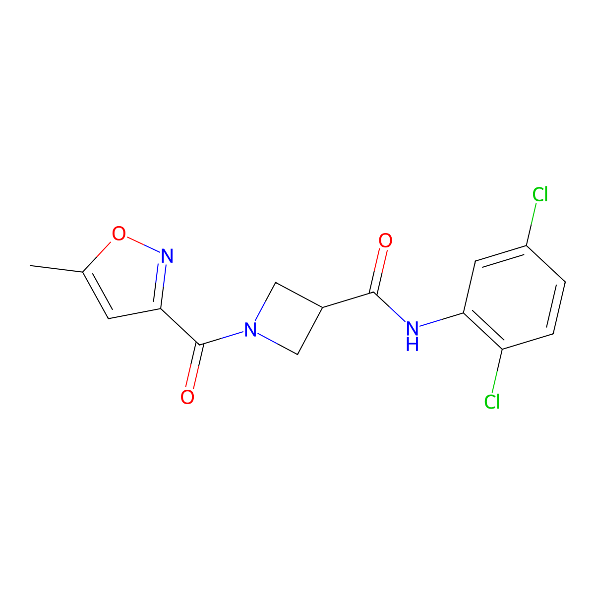 N-(2,5-dichlorophenyl)-1-(5-methylisoxazole-3-carbonyl)azetidine-3-carboxamide molecular structure, CAS 1705048-65-2