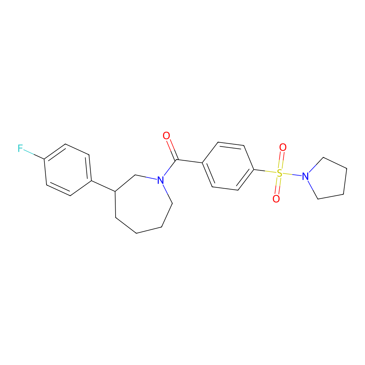 (3-(4-Fluorophenyl)azepan-1-yl)(4-(pyrrolidin-1-ylsulfonyl)phenyl)methanone molecular structure, CAS 1705051-57-5