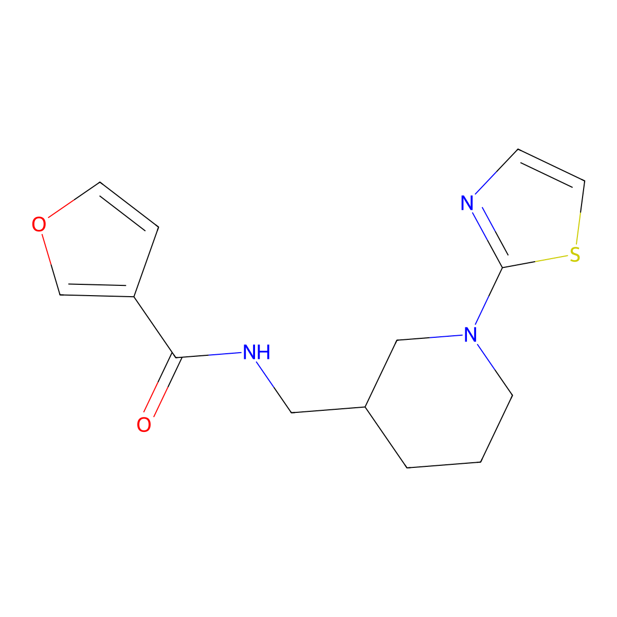N-((1-(thiazol-2-yl)piperidin-3-yl)methyl)furan-3-carboxamide molecular structure, CAS 1705054-36-9