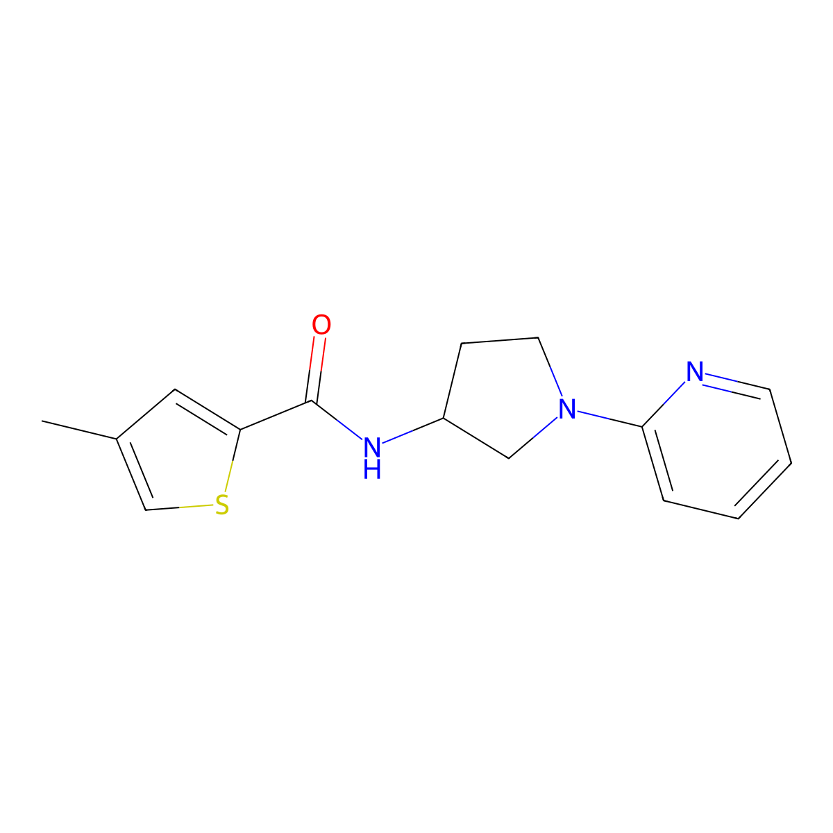 4-methyl-N-[1-(pyridin-2-yl)pyrrolidin-3-yl]thiophene-2-carboxamide molecular structure, CAS 1705055-12-4