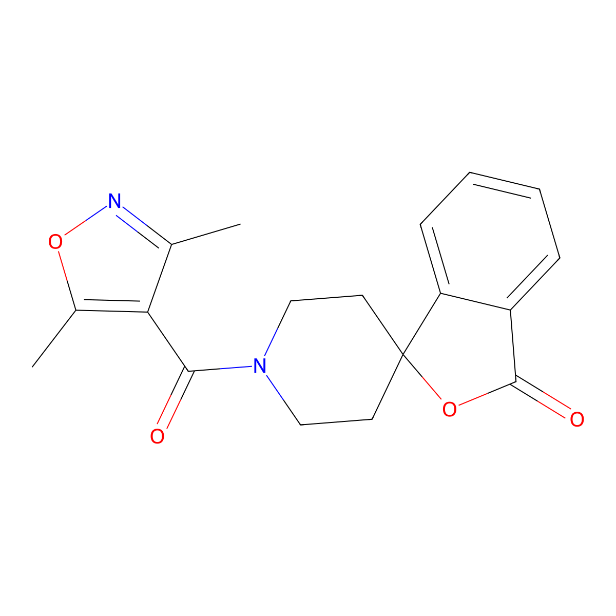 1'-(3,5-dimethylisoxazole-4-carbonyl)-3H-spiro[isobenzofuran-1,4'-piperidin]-3-one molecular structure, CAS 1705055-89-5