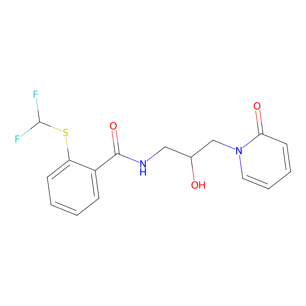 2-((difluoromethyl)thio)-N-(2-hydroxy-3-(2-oxopyridin-1(2H)-yl)propyl)benzamide molecular structure, CAS 1705056-07-0