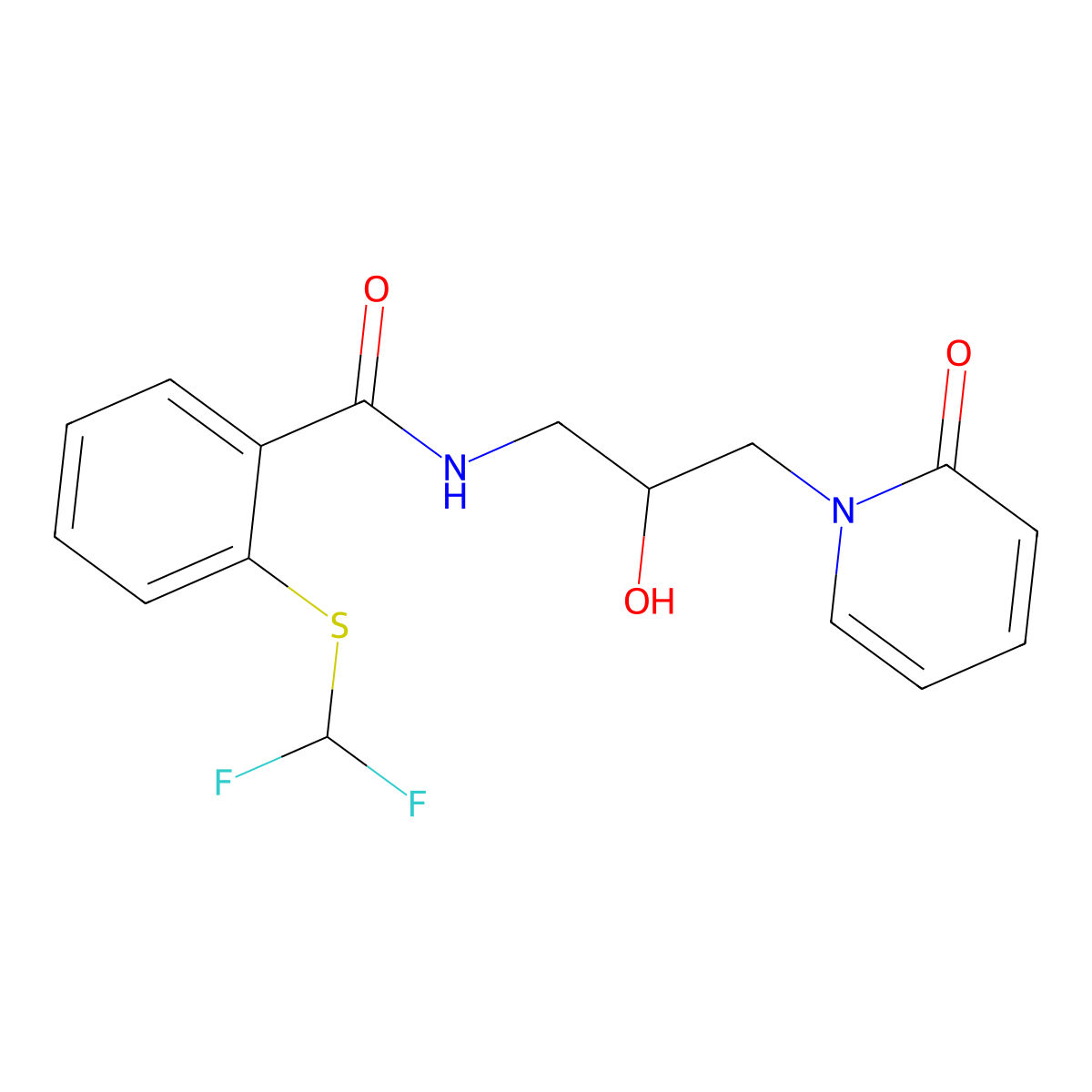 2-((difluoromethyl)thio)-N-(2-hydroxy-3-(2-oxopyridin-1(2H)-yl)propyl)benzamide molecular structure, CAS 1705056-07-0