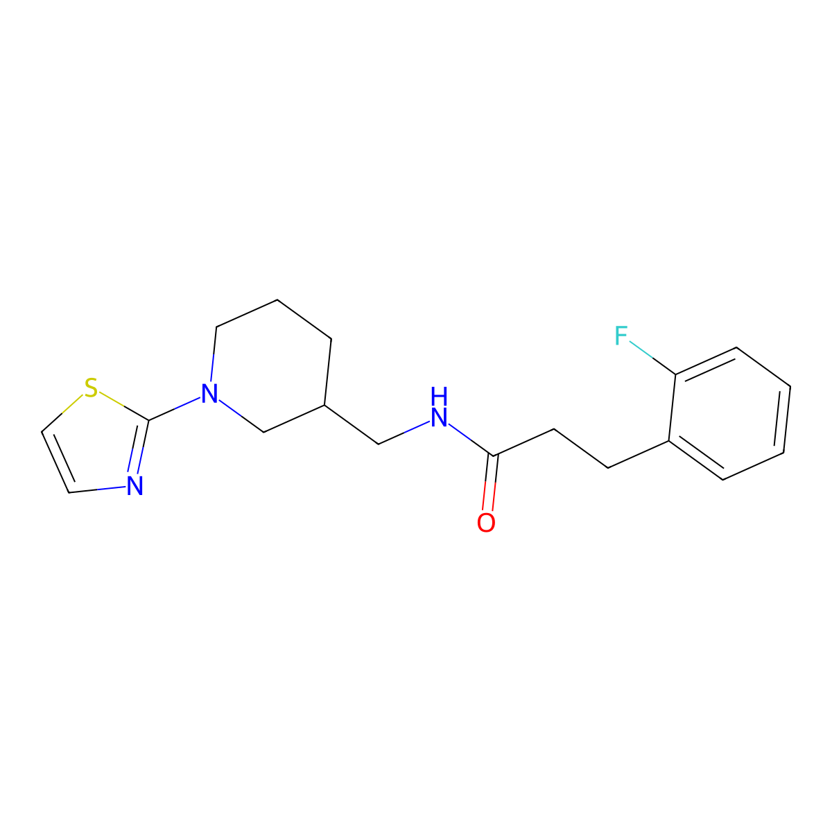 3-(2-fluorophenyl)-N-((1-(thiazol-2-yl)piperidin-3-yl)methyl)propanamide molecular structure, CAS 1705056-86-5