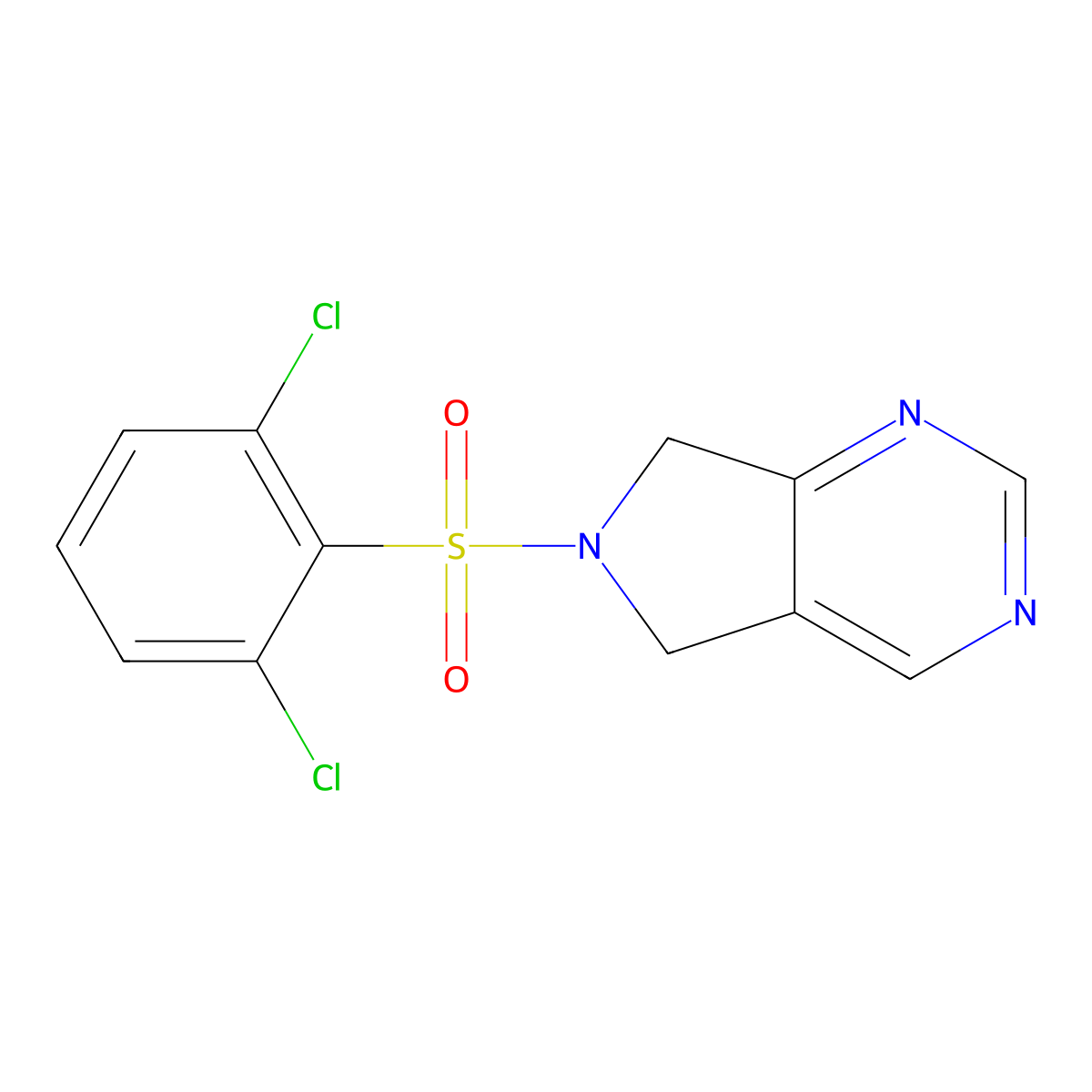 6-((2,6-dichlorophenyl)sulfonyl)-6,7-dihydro-5H-pyrrolo[3,4-d]pyrimidine molecular structure, CAS 1705058-17-8