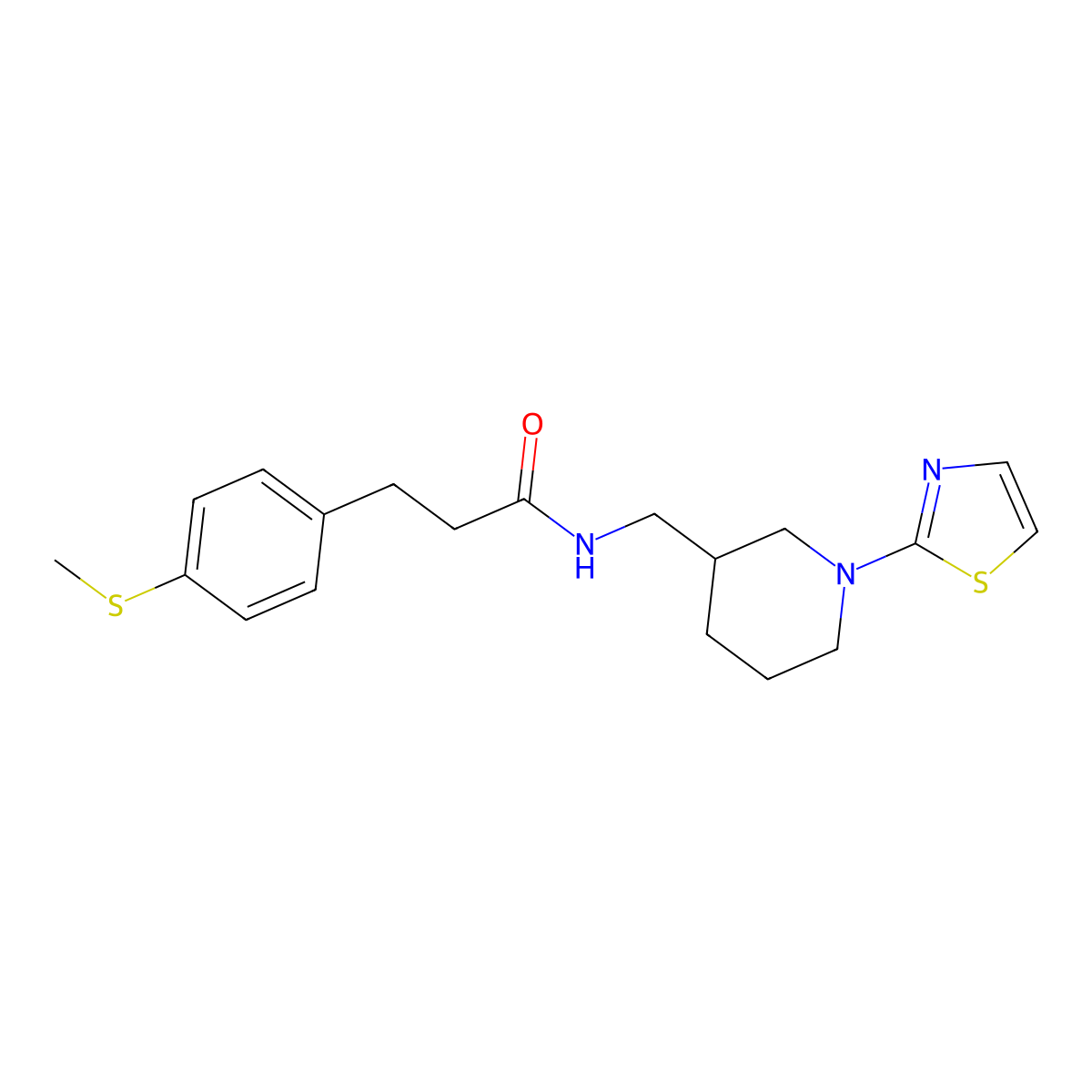 3-(4-(methylthio)phenyl)-N-((1-(thiazol-2-yl)piperidin-3-yl)methyl)propanamide molecular structure, CAS 1705061-49-9
