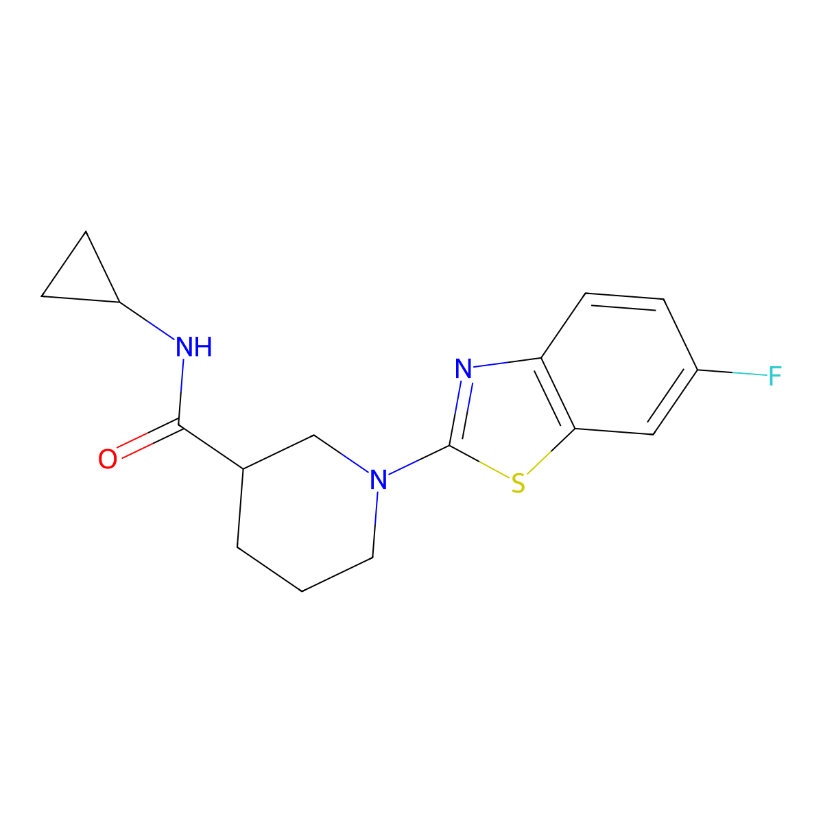 N-cyclopropyl-1-(6-fluorobenzo[d]thiazol-2-yl)piperidine-3-carboxamide molecular structure, CAS 1705061-62-6
