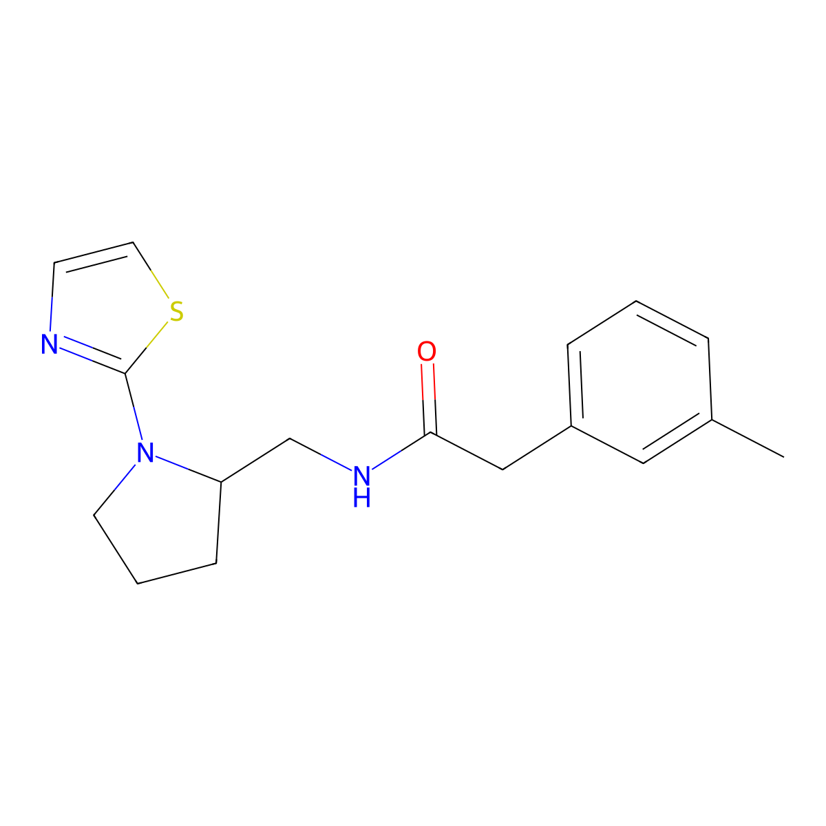N-((1-(thiazol-2-yl)pyrrolidin-2-yl)methyl)-2-(m-tolyl)acetamide molecular structure, CAS 1705062-61-8