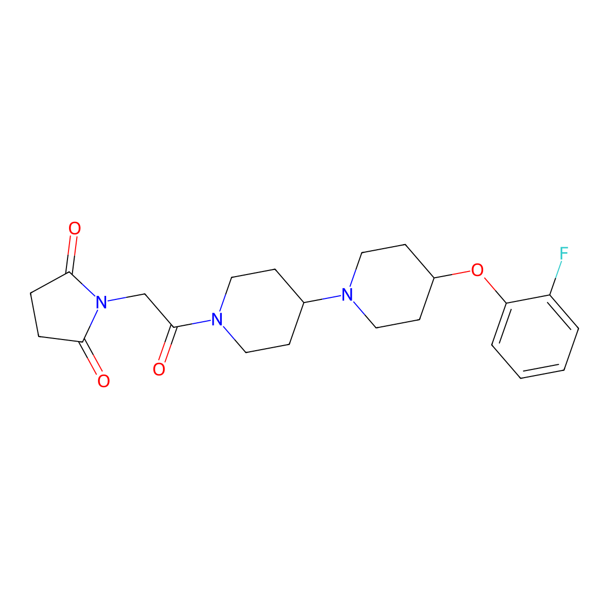 1-(2-(4-(2-Fluorophenoxy)-[1,4'-bipiperidin]-1'-yl)-2-oxoethyl)pyrrolidine-2,5-dione molecular structure, CAS 1705063-19-9