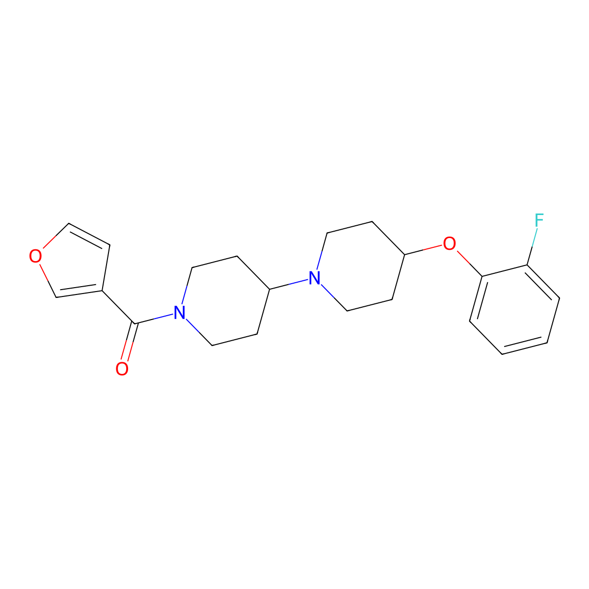 4-(2-Fluorophenoxy)-1'-(furan-3-carbonyl)-1,4'-bipiperidine molecular structure, CAS 1705063-54-2