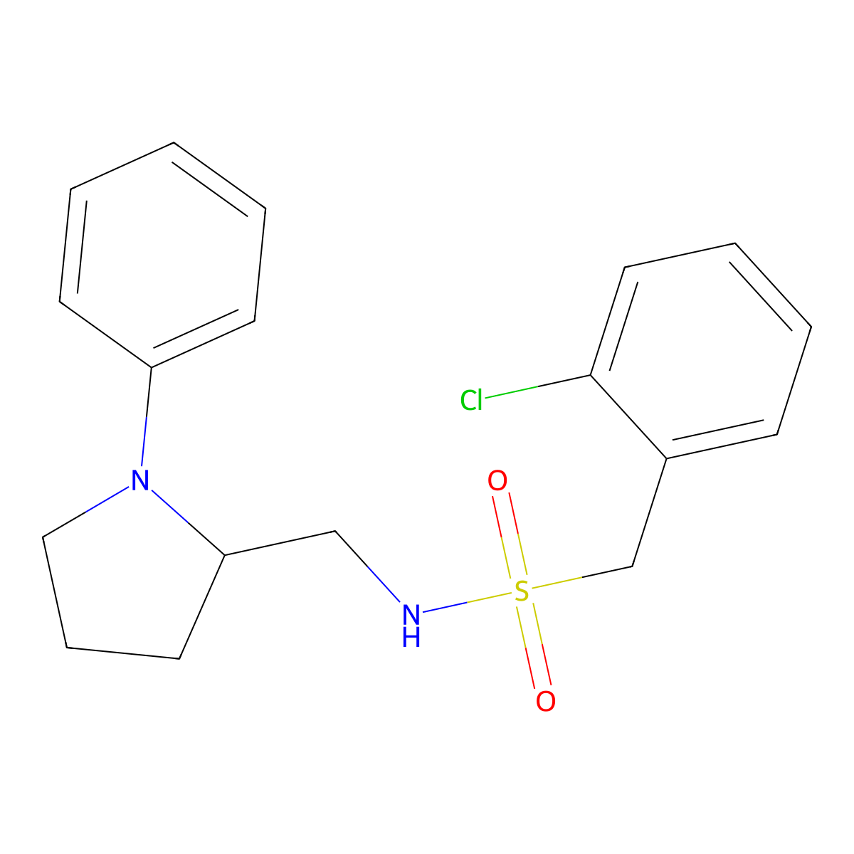 1-(2-chlorophenyl)-N-[(1-phenylpyrrolidin-2-yl)methyl]methanesulfonamide molecular structure, CAS 1705064-23-8