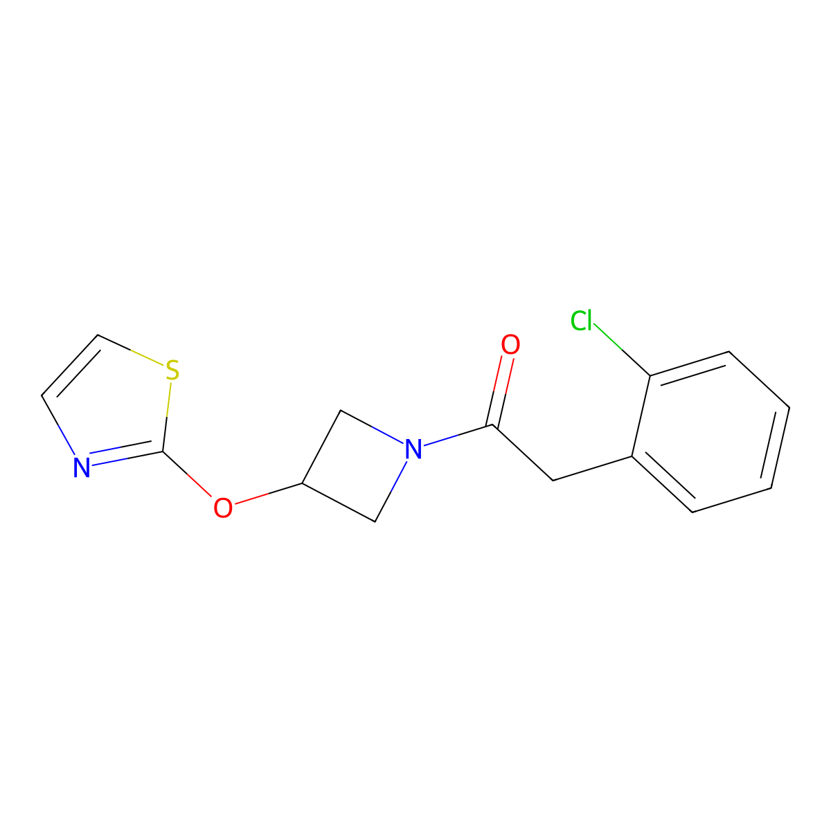 2-(2-Chlorophenyl)-1-(3-(thiazol-2-yloxy)azetidin-1-yl)ethanone molecular structure, CAS 1705065-61-7