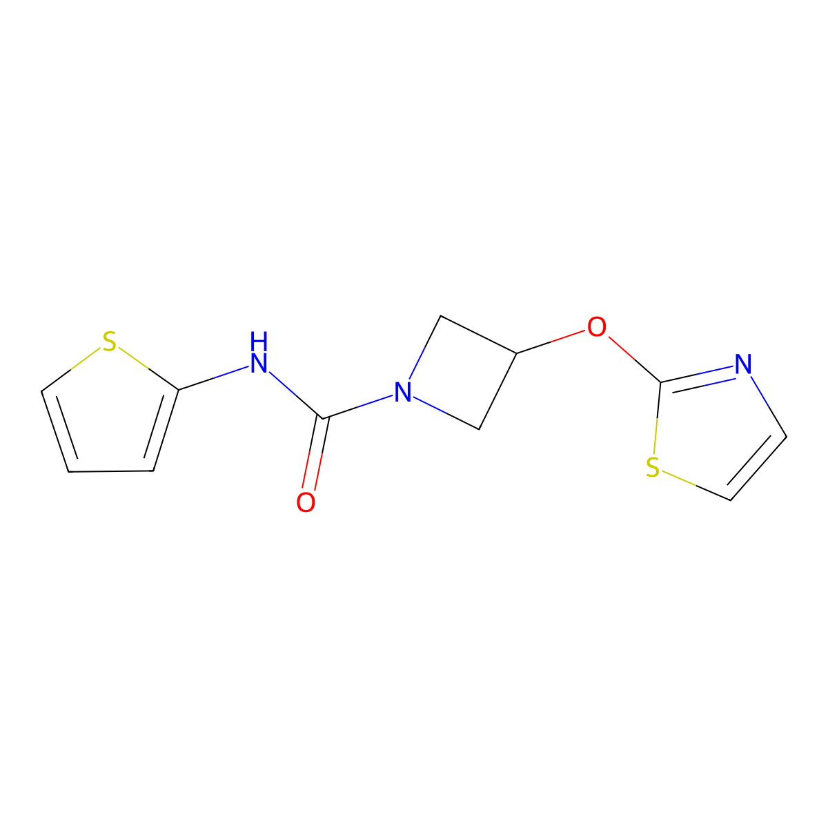 3-(thiazol-2-yloxy)-N-(thiophen-2-yl)azetidine-1-carboxamide molecular structure, CAS 1705066-35-8