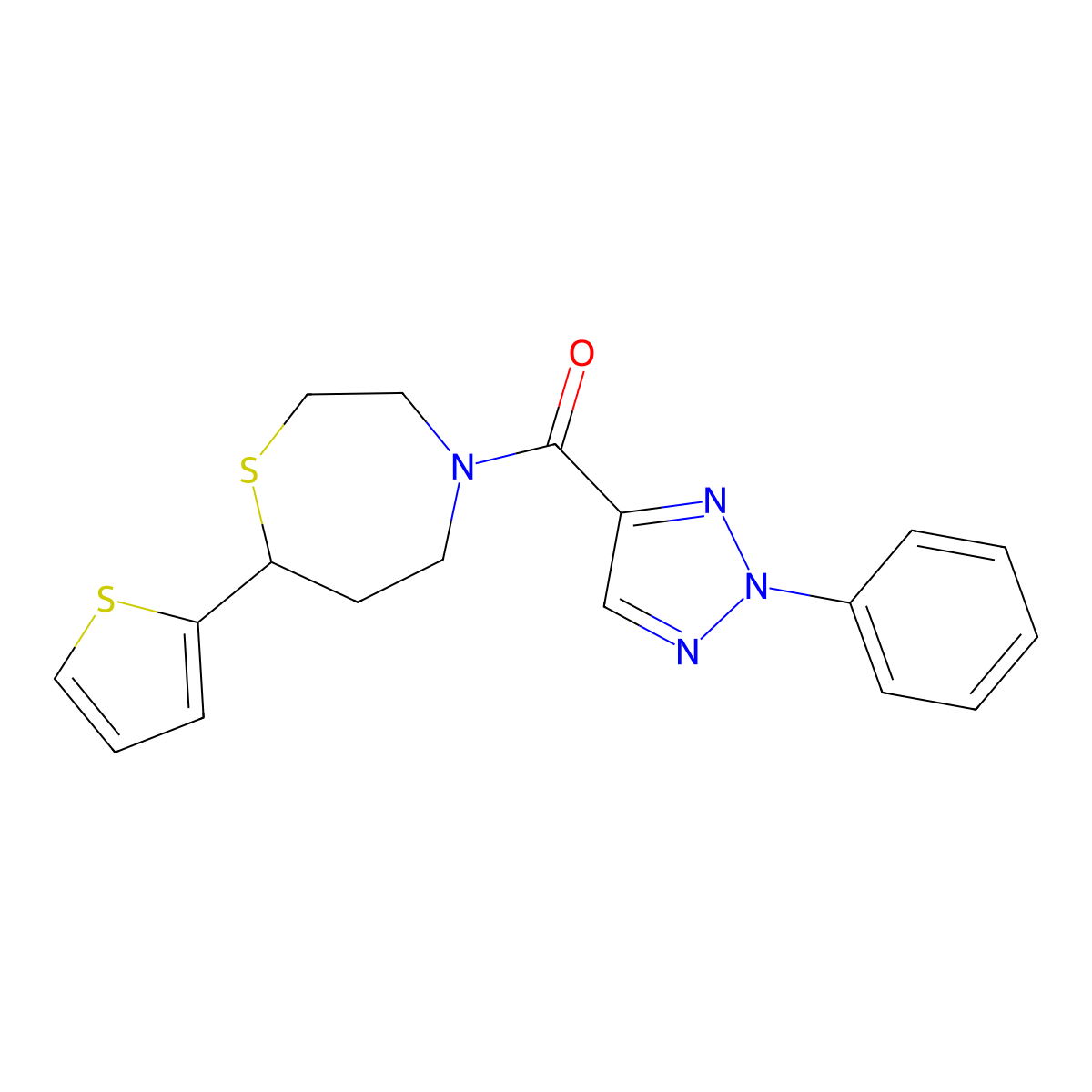(2-phenyl-2H-1,2,3-triazol-4-yl)(7-(thiophen-2-yl)-1,4-thiazepan-4-yl)methanone molecular structure, CAS 1705067-77-1