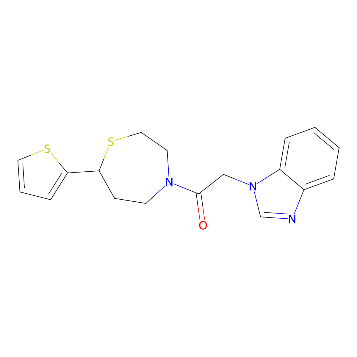 2-(1H-benzo[d]imidazol-1-yl)-1-(7-(thiophen-2-yl)-1,4-thiazepan-4-yl)ethanone molecular structure, CAS 1705067-81-7