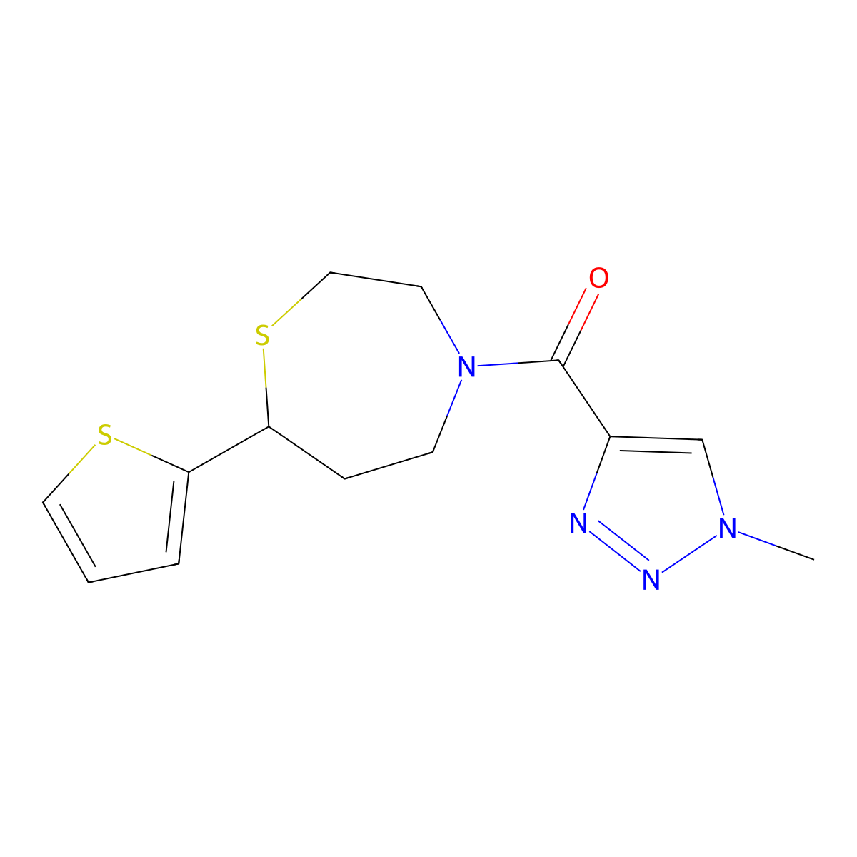 (1-methyl-1H-1,2,3-triazol-4-yl)(7-(thiophen-2-yl)-1,4-thiazepan-4-yl)methanone molecular structure, CAS 1705068-15-0
