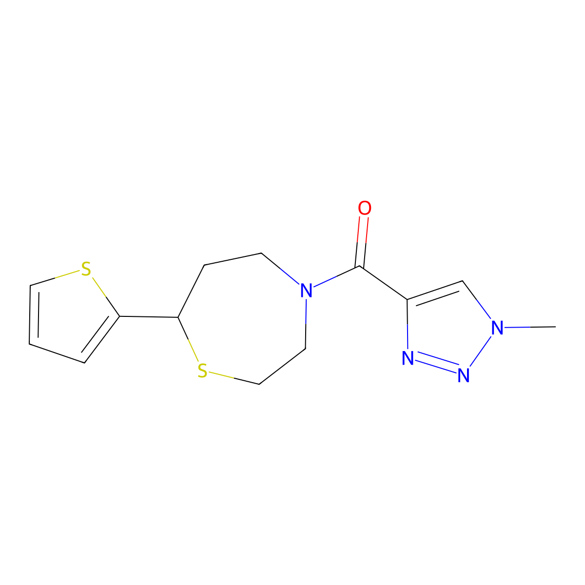 (1-methyl-1H-1,2,3-triazol-4-yl)(7-(thiophen-2-yl)-1,4-thiazepan-4-yl)methanone molecular structure, CAS 1705068-15-0