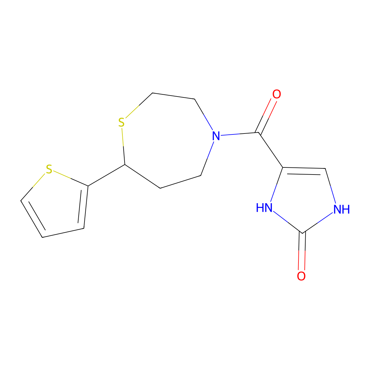 4-(7-(thiophen-2-yl)-1,4-thiazepane-4-carbonyl)-1H-imidazol-2(3H)-one molecular structure, CAS 1705068-17-2
