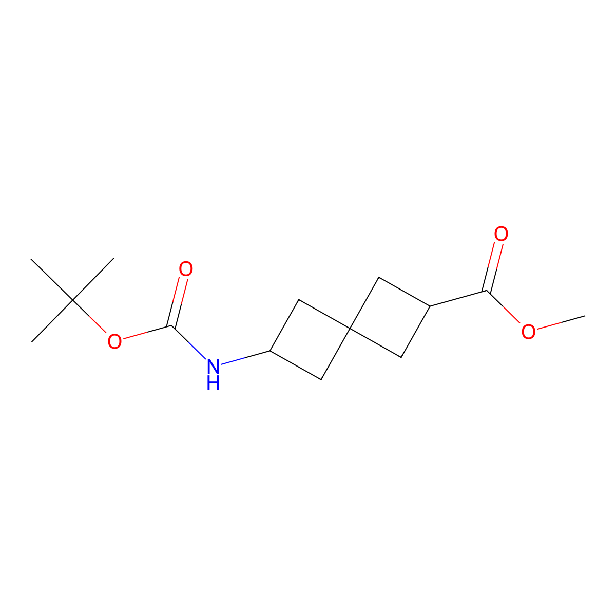 Methyl 6-((tert-butoxycarbonyl)amino)spiro[3.3]heptane-2-carboxylate molecular structure, CAS 170508-14-2