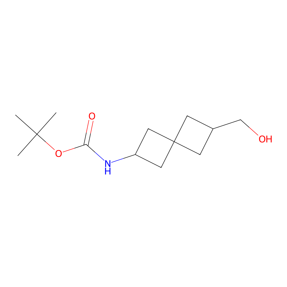 tert-butyl N-[6-(hydroxymethyl)spiro[3.3]heptan-2-yl]carbamate molecular structure, CAS 170508-15-3