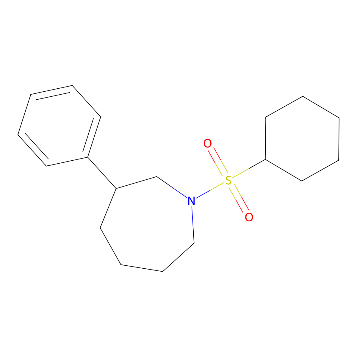 1-(Cyclohexylsulfonyl)-3-phenylazepane molecular structure, CAS 1705086-59-4