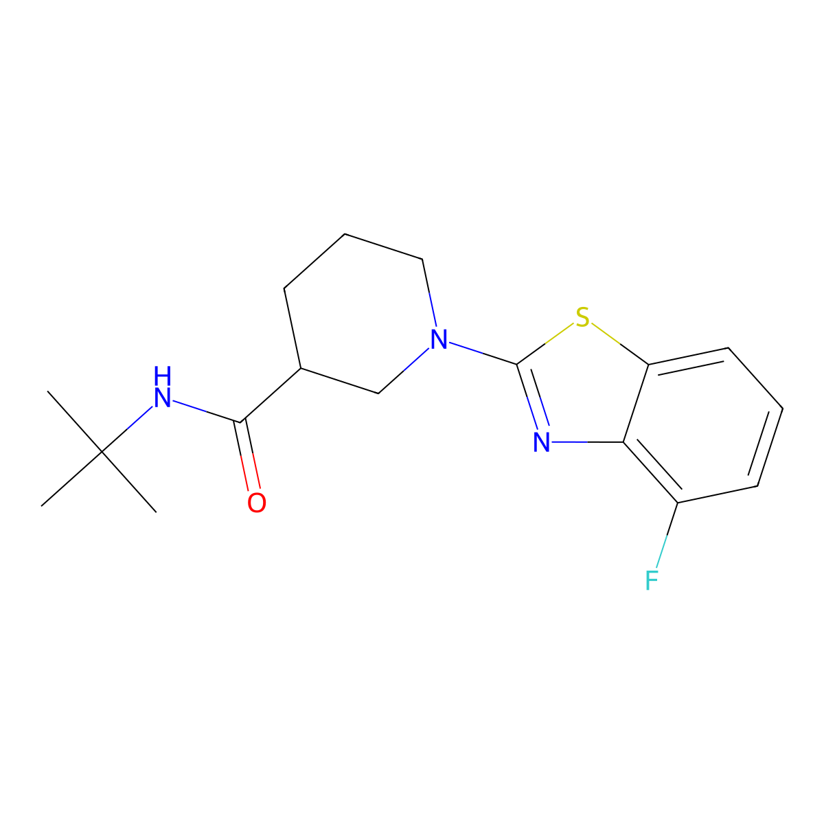 N-(tert-butyl)-1-(4-fluorobenzo[d]thiazol-2-yl)piperidine-3-carboxamide molecular structure, CAS 1705089-62-8