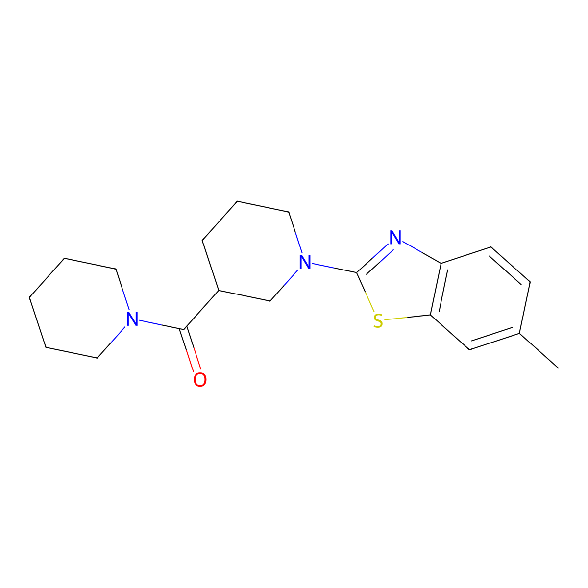 (1-(6-Methylbenzo[d]thiazol-2-yl)piperidin-3-yl)(piperidin-1-yl)methanone molecular structure, CAS 1705089-89-9
