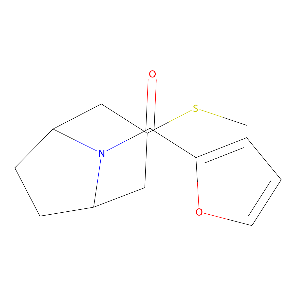 furan-2-yl((1R,5S)-3-(methylthio)-8-azabicyclo[3.2.1]octan-8-yl)methanone molecular structure, CAS 1705092-07-4