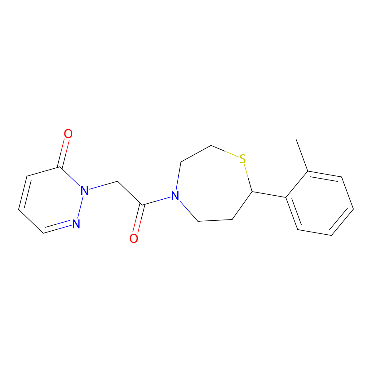 2-(2-oxo-2-(7-(o-tolyl)-1,4-thiazepan-4-yl)ethyl)pyridazin-3(2H)-one molecular structure, CAS 1705092-09-6