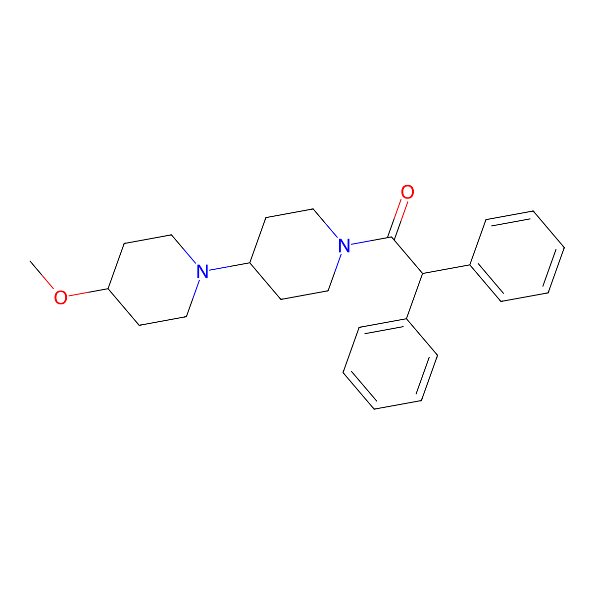 1-{4-Methoxy-[1,4'-bipiperidine]-1'-yl}-2,2-diphenylethan-1-one molecular structure, CAS 1705093-12-4