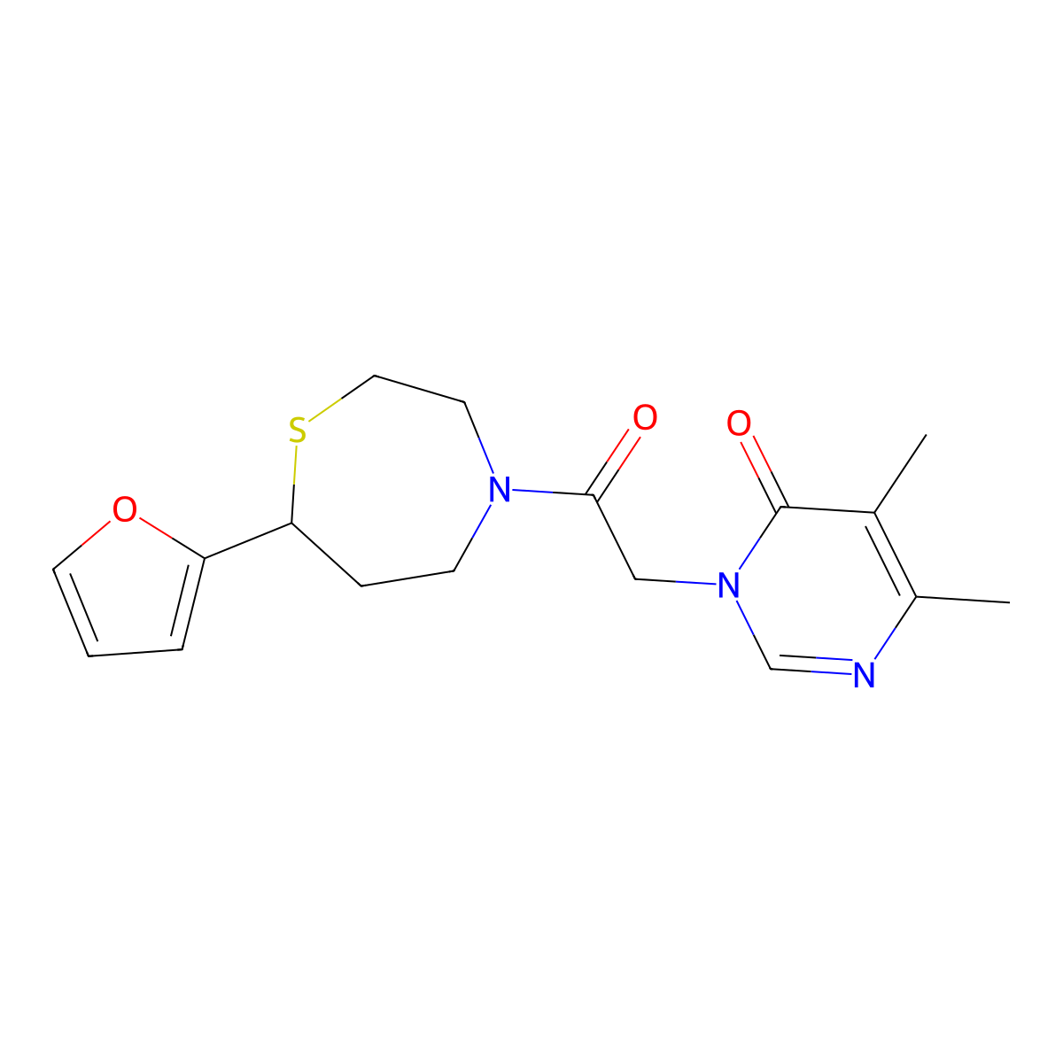 3-(2-(7-(furan-2-yl)-1,4-thiazepan-4-yl)-2-oxoethyl)-5,6-dimethylpyrimidin-4(3H)-one molecular structure, CAS 1705094-99-0