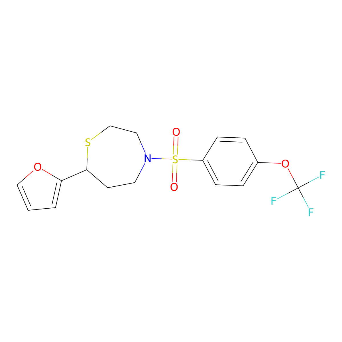 7-(Furan-2-yl)-4-((4-(trifluoromethoxy)phenyl)sulfonyl)-1,4-thiazepane molecular structure, CAS 1705095-89-1