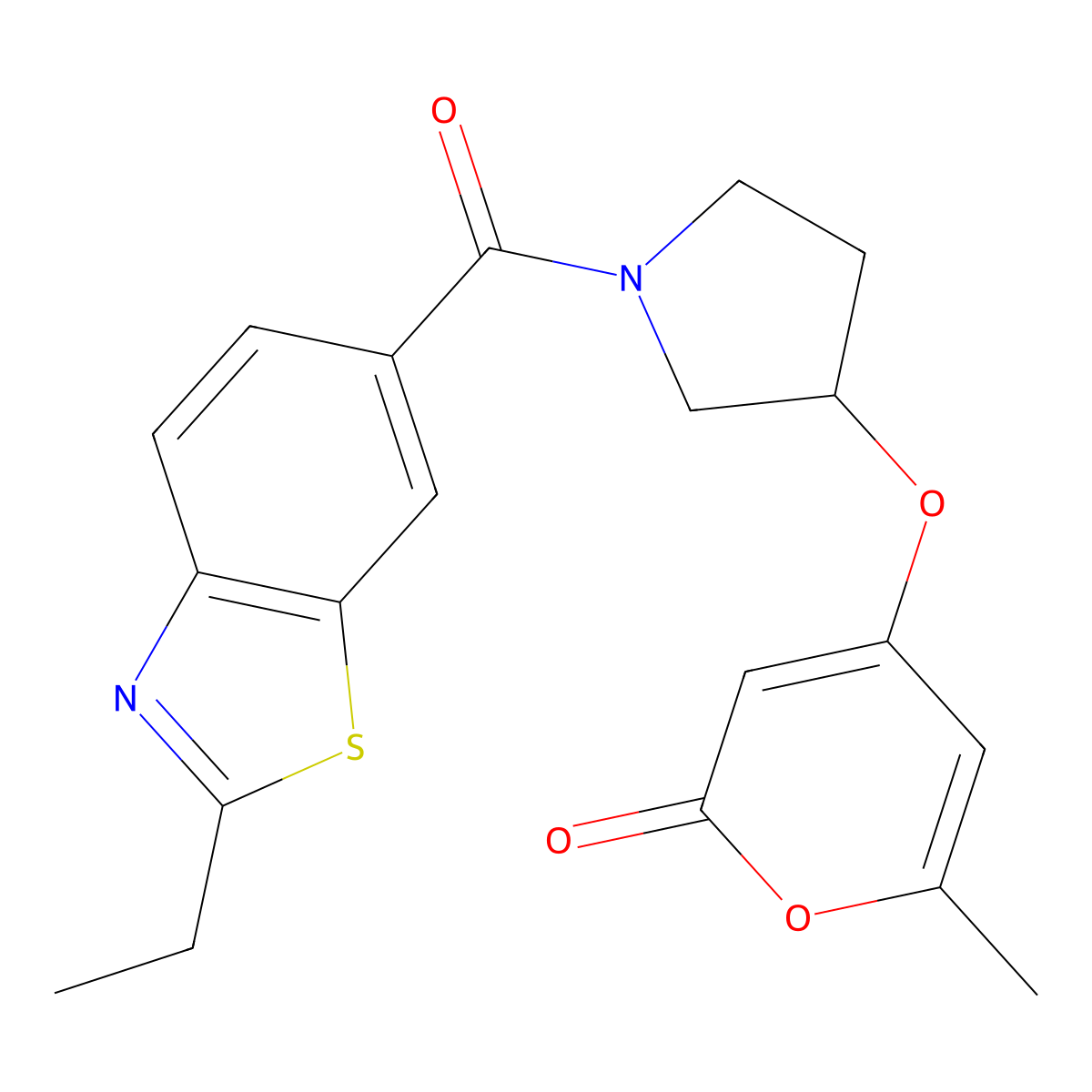 4-((1-(2-ethylbenzo[d]thiazole-6-carbonyl)pyrrolidin-3-yl)oxy)-6-methyl-2H-pyran-2-one molecular structure, CAS 1705096-68-9