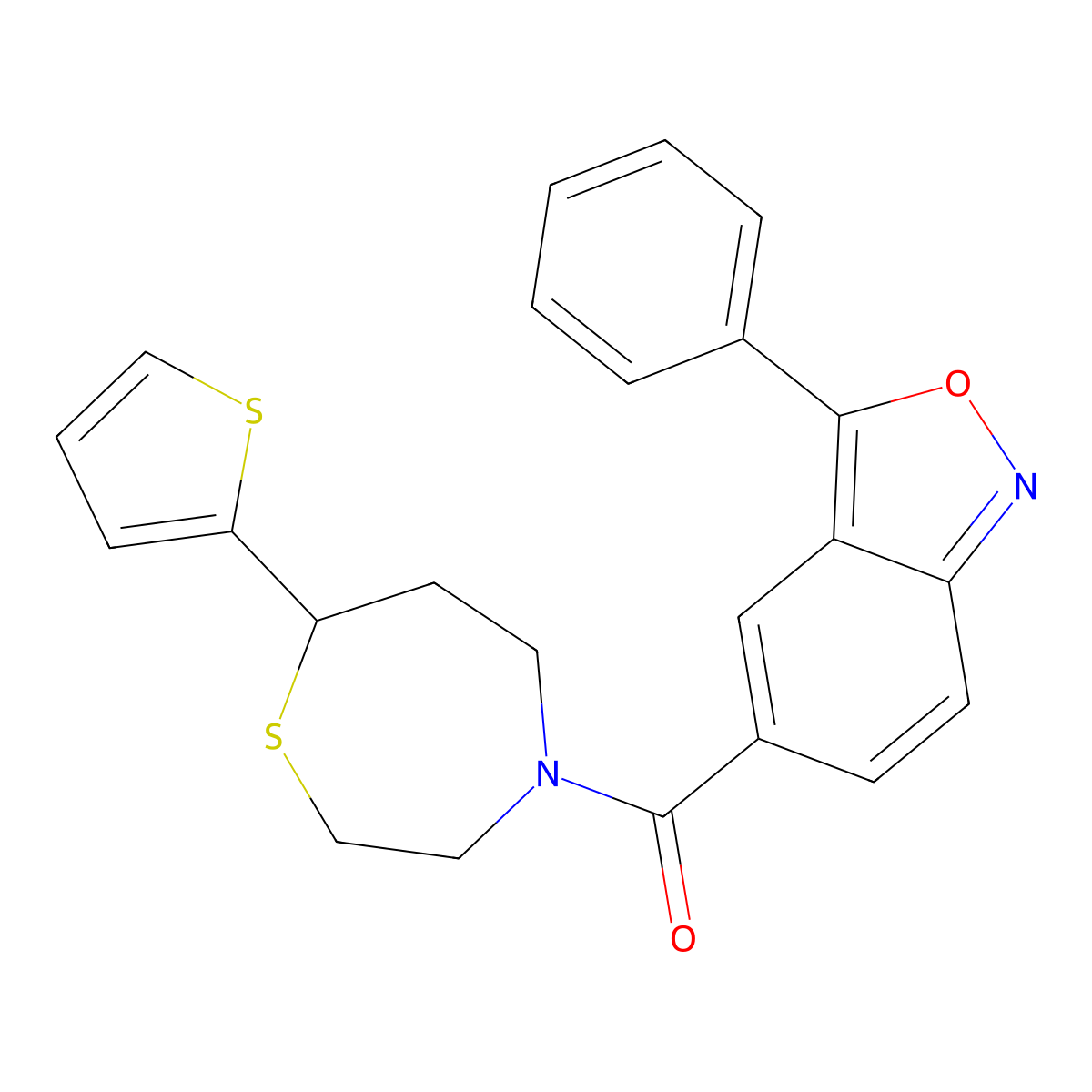 (3-Phenylbenzo[c]isoxazol-5-yl)(7-(thiophen-2-yl)-1,4-thiazepan-4-yl)methanone molecular structure, CAS 1705097-47-7