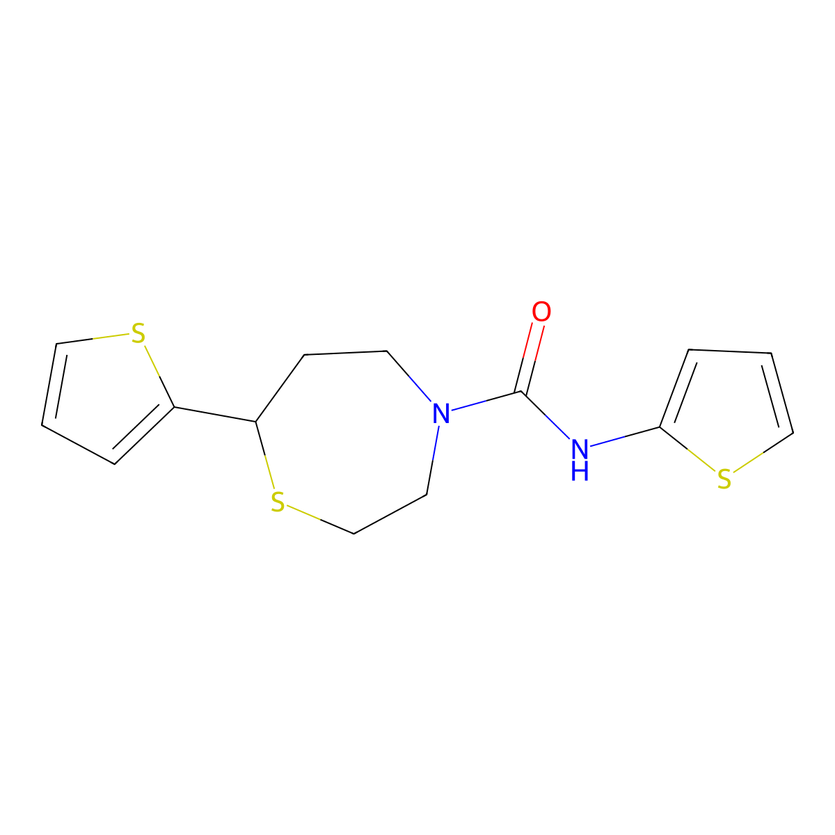 N,7-di(thiophen-2-yl)-1,4-thiazepane-4-carboxamide molecular structure, CAS 1705097-75-1
