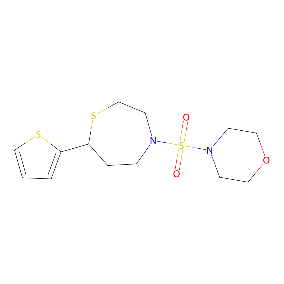 4-((7-(Thiophen-2-yl)-1,4-thiazepan-4-yl)sulfonyl)morpholine molecular structure, CAS 1705098-41-4