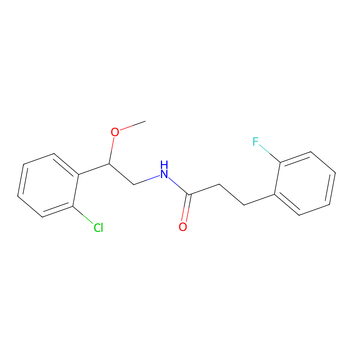 N-[2-(2-chlorophenyl)-2-methoxyethyl]-3-(2-fluorophenyl)propanamide molecular structure, CAS 1705098-49-2