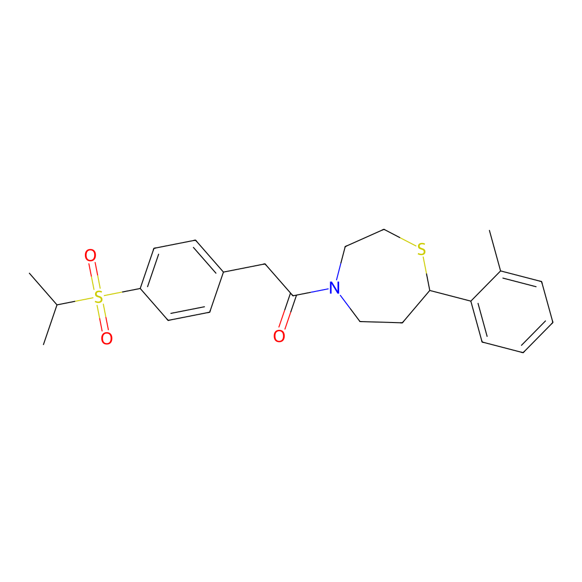 2-(4-(Isopropylsulfonyl)phenyl)-1-(7-(o-tolyl)-1,4-thiazepan-4-yl)ethanone molecular structure, CAS 1705099-86-0