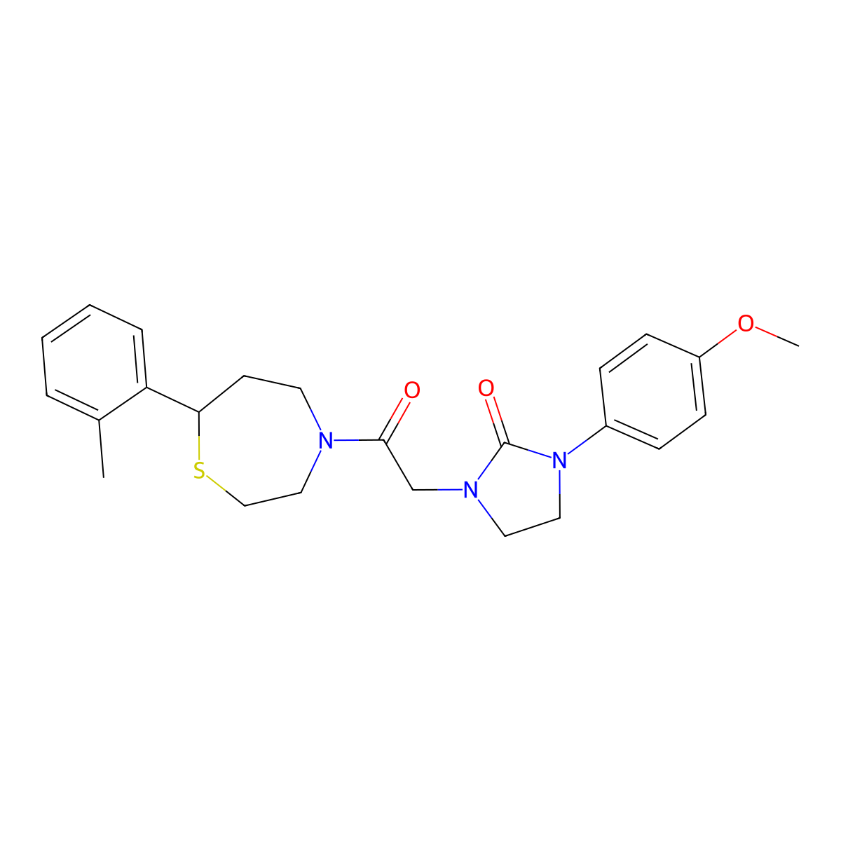 1-(4-Methoxyphenyl)-3-(2-oxo-2-(7-(o-tolyl)-1,4-thiazepan-4-yl)ethyl)imidazolidin-2-one molecular structure, CAS 1705100-00-0