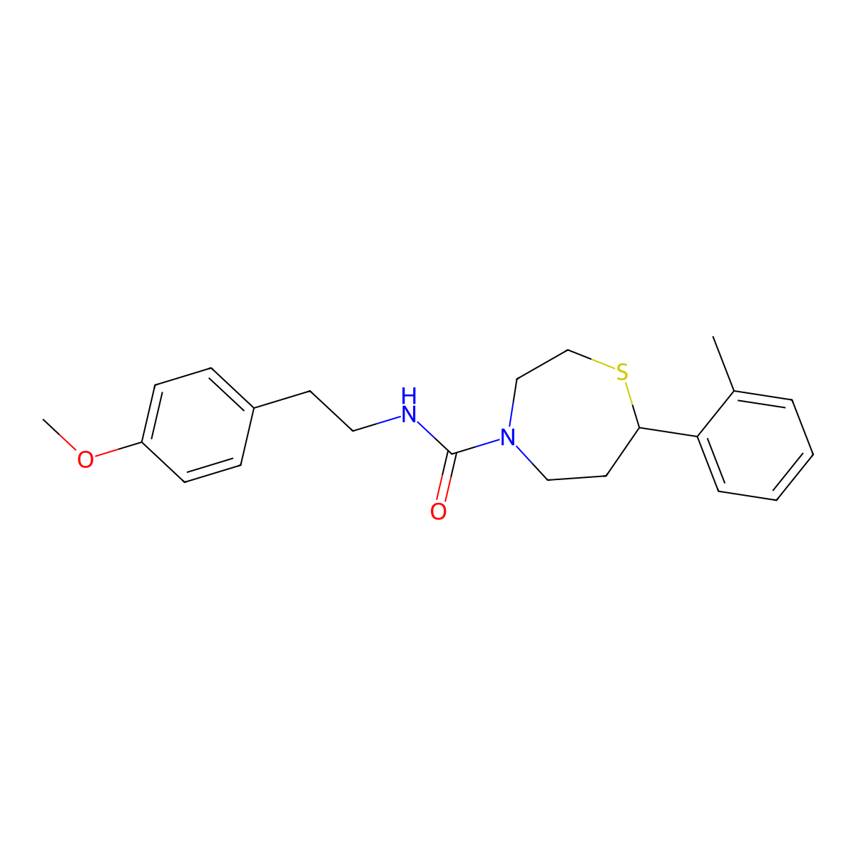 N-(4-methoxyphenethyl)-7-(o-tolyl)-1,4-thiazepane-4-carboxamide molecular structure, CAS 1705100-07-7