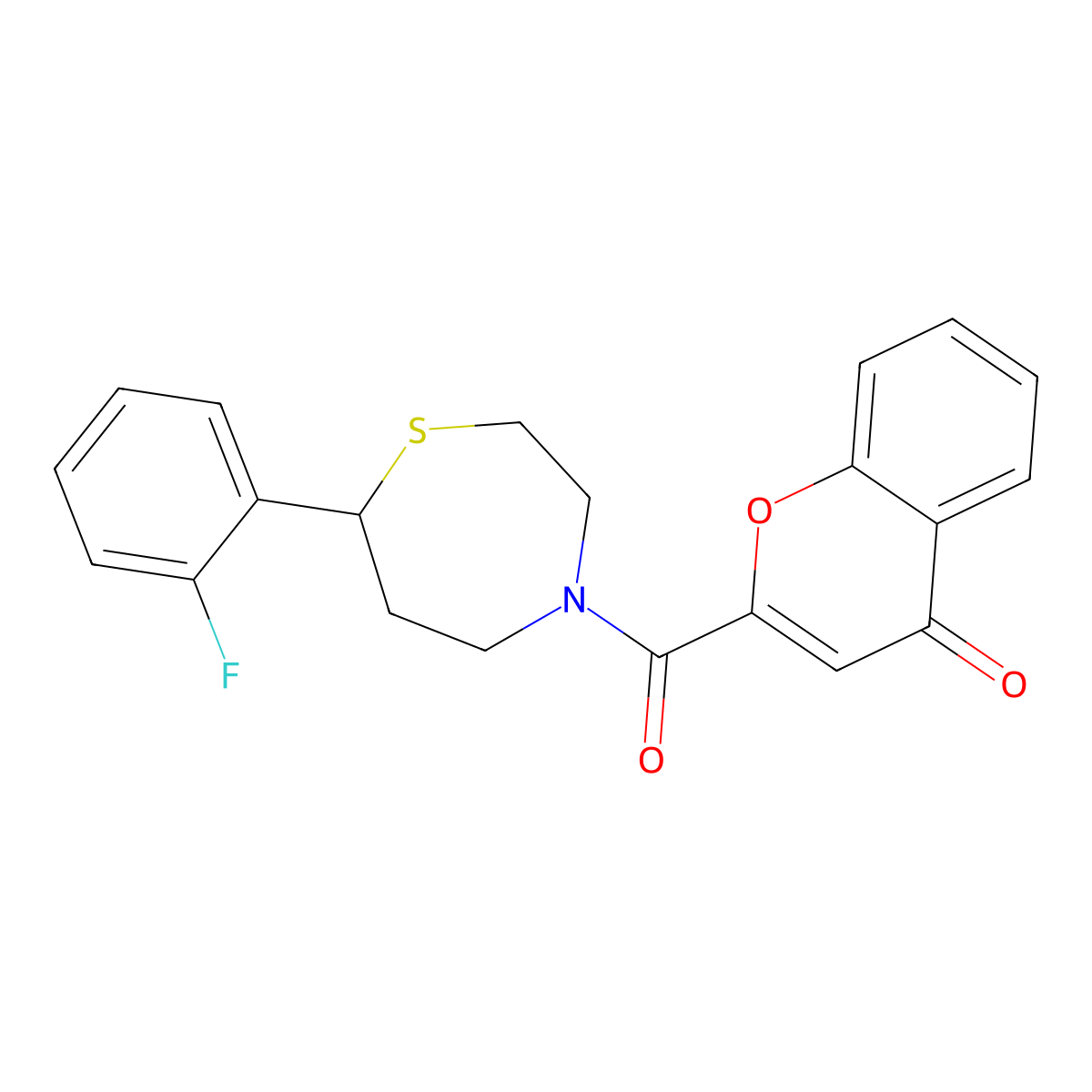 2-[7-(2-fluorophenyl)-1,4-thiazepane-4-carbonyl]-4H-chromen-4-one molecular structure, CAS 1705100-67-9