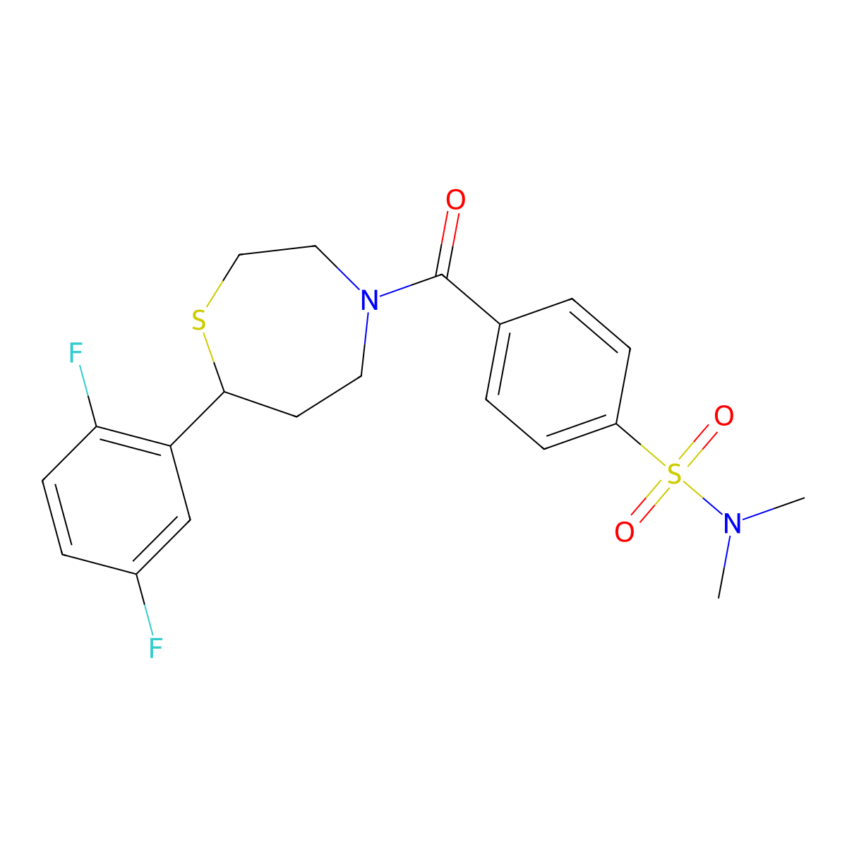 4-(7-(2,5-difluorophenyl)-1,4-thiazepane-4-carbonyl)-N,N-dimethylbenzenesulfonamide molecular structure, CAS 1705100-81-7